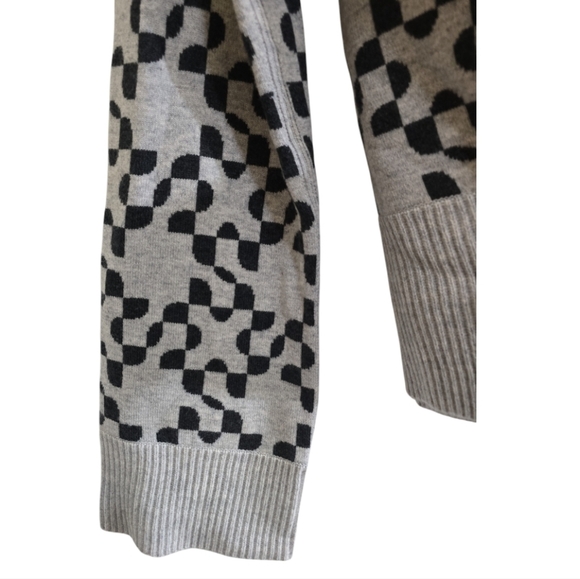 Jonathan Simkhai Charlenne Sweater Grey Charcoal Multi Print Medium Wool Cashmer - Picture 3 of 7